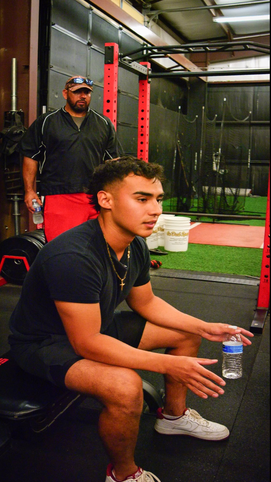 Coach Art working with a player